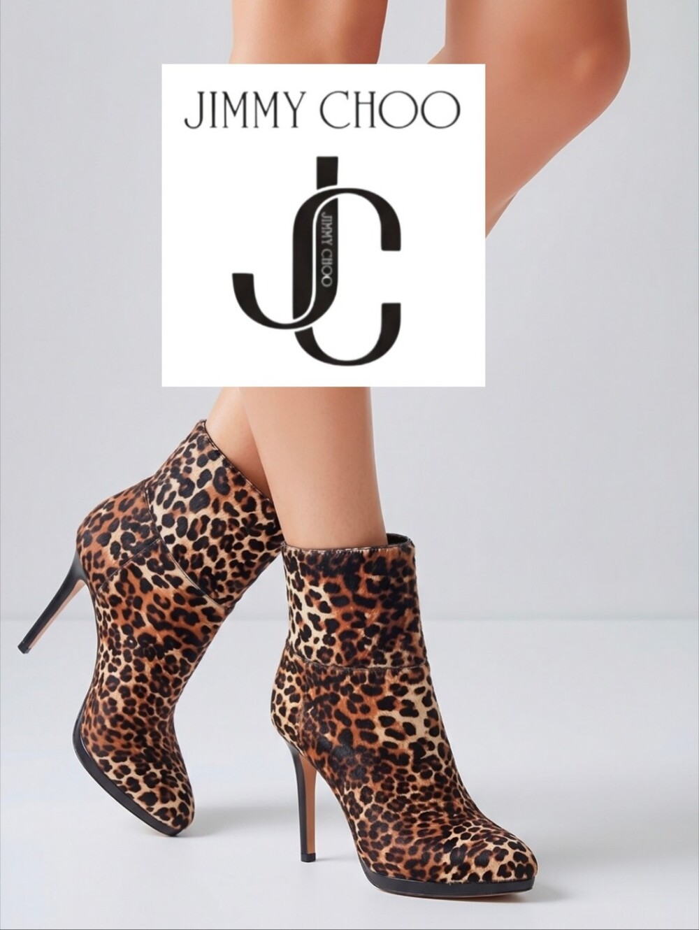 Jimmy Choo Vintage "Alanis"  Leopard Print Pony Fur Boots Size 37